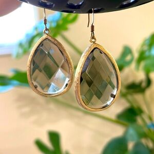 Gold and brown teardrop earrings